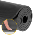 Mata gimnastyczna do ćwiczeń joga, pilates, fitness, 183x61cm, grubość 1 cm, materiał NBR, czarna, REBEL ACTIVE