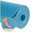 Mata gimnastyczna do ćwiczeń joga, pilates, fitness, 183x61cm, grubość 1cm, materiał NBR, niebieska, REBEL ACTIVE