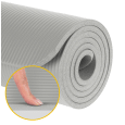 Mata gimnastyczna do ćwiczeń joga, pilates, fitness, 183x61cm, grubość 1cm, materiał NBR, szara, REBEL ACTIVE