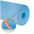 Mata gimnastyczna do ćwiczeń joga, pilates, fitness, 183x61cm, grubość 1cm, materiał TPE, niebieska, REBEL ACTIVE