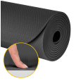 Mata gimnastyczna do ćwiczeń joga, pilates, fitness, 183x61cm, grubość 4mm, materiał TPE, czarna, REBEL ACTIVE