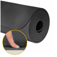 Mata gimnastyczna do ćwiczeń joga, pilates, fitness, 183x61cm, grubość 6mm, materiał TPE, czarna, REBEL ACTIVE