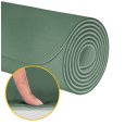 Mata gimnastyczna do ćwiczeń joga, pilates, fitness, 183x61cm, grubość 6mm, materiał TPE, zielona, REBEL ACTIVE