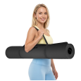 Mata gimnastyczna do ćwiczeń joga, pilates, fitness, 200x115cm, grubość 1cm, materiał TPE, czarna, REBEL ACTIVE