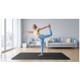 Mata gimnastyczna do ćwiczeń joga, pilates, fitness, 200x115cm, grubość 1cm, materiał TPE, czarna, REBEL ACTIVE