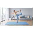 Mata gimnastyczna do ćwiczeń joga, pilates, fitness, 200x115cm, grubość 1cm, materiał TPE, niebieska, REBEL ACTIVE