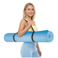 Mata gimnastyczna do ćwiczeń joga, pilates, fitness, 200x115cm, grubość 1cm, materiał TPE, niebieska, REBEL ACTIVE