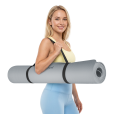 Mata gimnastyczna do ćwiczeń joga, pilates, fitness, 200x115cm, grubość 1cm, materiał TPE, szara, REBEL ACTIVE