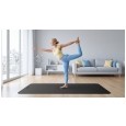 Mata gimnastyczna do ćwiczeń joga, pilates, fitness, 200x90cm, grubość 1cm, materiał TPE, czarna, REBEL ACTIVE
