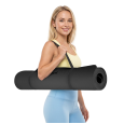 Mata gimnastyczna do ćwiczeń joga, pilates, fitness, 200x90cm, grubość 1cm, materiał TPE, czarna, REBEL ACTIVE