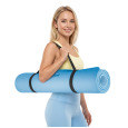 Mata gimnastyczna do ćwiczeń joga, pilates, fitness, 200x90cm, grubość 1cm, materiał TPE, niebieska, REBEL ACTIVE