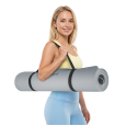 Mata gimnastyczna do ćwiczeń joga, pilates, fitness, 200x90cm, grubość 1cm, materiał TPE, szara, REBEL ACTIVE