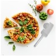 Nóż do pizzy z tarczą tnącą, zębami tnącymi brzegi oraz łopatką z zaciskiem