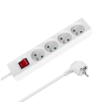 Przedłużacz 4 gniazda 3m typu francuskiego z przełącznikiem (3x1,5mm) Rebel biały