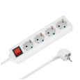 Przedłużacz 4 gniazda 3m typu niemieckiego z przełącznikiem (3x1,5mm) Rebel biały