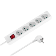 Przedłużacz 5 gniazd 1,5m typu francuskiego z przełącznikiem (3x1,0mm) Rebel biały