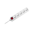 Przedłużacz 5 gniazd 1,5m typu niemieckiego z przełącznikiem (3x1,0mm) Rebel biały