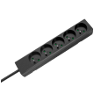 Przedłużacz 5 gniazd 2m typu francuskiego bez przełącznika (3x1,5mm) Rebel czarny