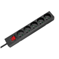 Przedłużacz 5 gniazd 2m typu francuskiego z przełącznikiem (3x1,5mm) Rebel czarny