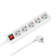 Przedłużacz 5 gniazd 5m typu niemieckiego z przełącznikiem (3x1,5mm) Rebel biały