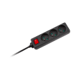 Przedłużacz czarny Rebel z przełącznikiem 3 gniazda - 5m (1,5mm)