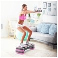Step do aerobiku i ćwiczeń fitness, 3 stopnie, 78cm, szaro-fioletowy, REBEL ACTIVE