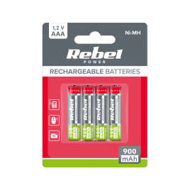 Akumulatorki REBEL AAA, 900 mAh, Ni-MH, 1,2V, 4szt/bl , R3