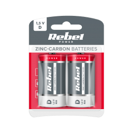 Baterie cynkowo węglowe REBEL R20 2szt/bl