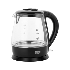 Czajnik elektryczny TEESA, szklany, 1630 W, czarny, 1 L