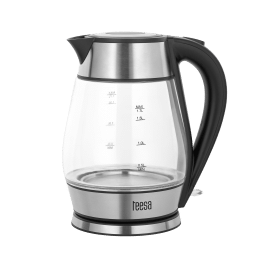 Czajnik elektryczny TEESA, szklany + inox, 2200 W, czarny, 1,7 L