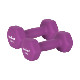 Hantelki żeliwne neoprenowe HEX 2x2.5kg, REBEL ACTIVE