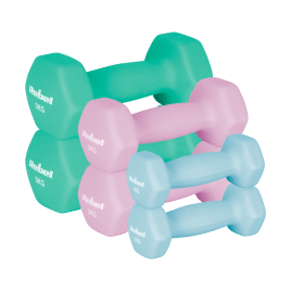 Hantelki żeliwne neoprenowe HEX zestaw 12kg (2x1kg+2x2kg+2x3kg), REBEL ACTIVE