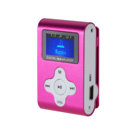 Odtwarzacz MP3 z wyświetlaczem Quer (różowy)