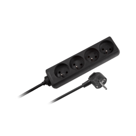 Przedłużacz 4 gniazda 3m typu francuskiego bez przełącznika (3x1,5mm) Rebel czarny