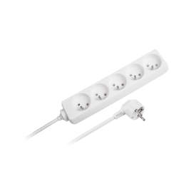Przedłużacz 5 gniazd 1,5m typu francuskiego bez przełącznika (3x1,0mm) Rebel biały