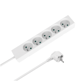Przedłużacz 5 gniazd 3m typu francuskiego bez przełącznika (3x1,5mm) Rebel biały