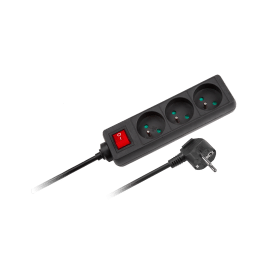 Przedłużacz czarny Rebel z przełącznikiem 3 gniazda - 5m (1,5mm)