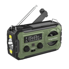 Radio solarne, przenośne radio awaryjne SOS, powerbank 10000mAh, latarka, dynamo, Kruger&Matz