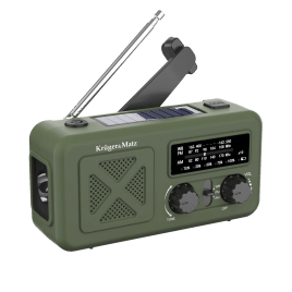 Radio solarne, przenośne radio awaryjne SOS, powerbank 2000mAh, latarka, dynamo, Kruger&Matz