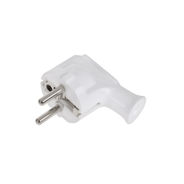 Wtyczka kątowa z uziemieniem unischuko biała WT-35