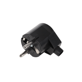 Wtyczka kątowa z uziemieniem unischuko czarna WT-20-2