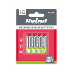 Akumulatorki REBEL AAA, 900 mAh, Ni-MH, 1,2V, 4szt/bl , R3