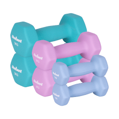 Hantelki żeliwne neoprenowe HEX zestaw 12kg (2x1kg+2x2kg+2x3kg), REBEL ACTIVE