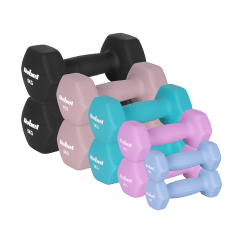 Hantelki żeliwne neoprenowe HEX zestaw 30kg (2x1kg+2x2kg+2x3kg+2x4kg+2x5kg), REBEL ACTIVE