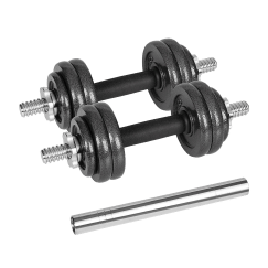 Hantle żeliwne regulowane w walizce z gryfem, zestaw 15kg REBEL ACTIVE