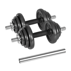 Hantle żeliwne regulowane w walizce z gryfem, zestaw 20kg REBEL ACTIVE