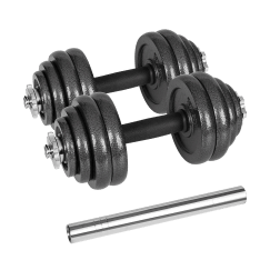 Hantle żeliwne regulowane w walizce z gryfem, zestaw 30kg REBEL ACTIVE