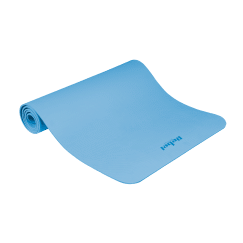 Mata gimnastyczna do ćwiczeń joga, pilates, fitness, 183x61cm, grubość 1cm, materiał TPE, niebieska, REBEL ACTIVE