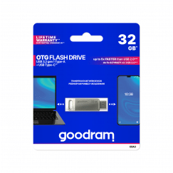 Pendrive Goodram USB + USB C 32GB srebrny