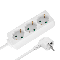 Przedłużacz 3 gniazda 5m typu niemieckiego bez przełącznika (3x1,5mm) Rebel biały